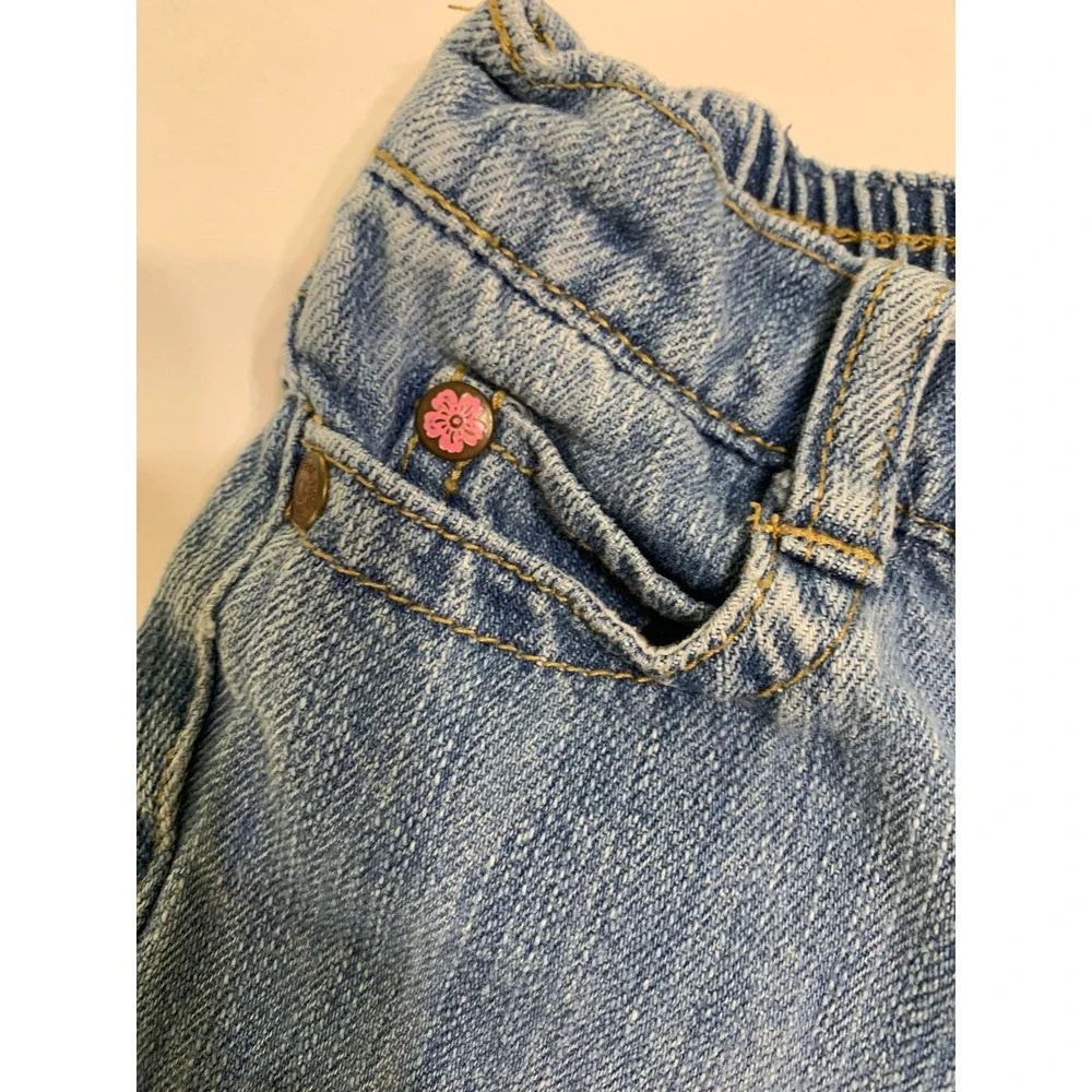 Oshkosh B'gosh Baby Girls Denim Jeans Elastic Waist Flower Accent Size 18 Months